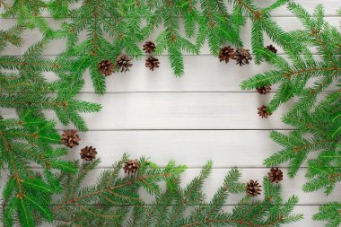 Arka plan Christmas tree dalları çerçeve