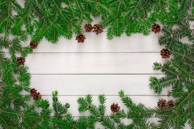 Arka plan Christmas tree dalları çerçeve