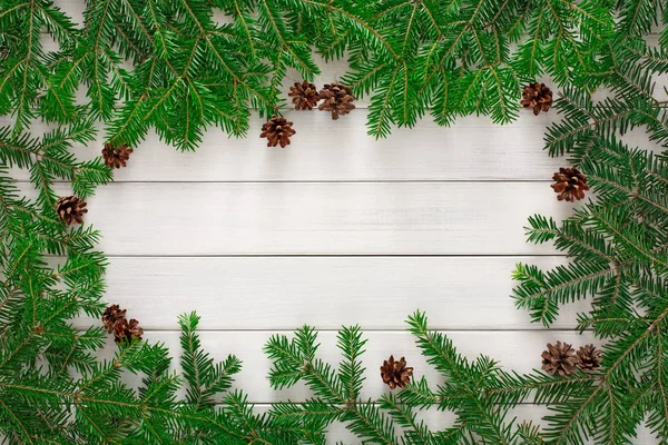 Kerstboom takken frame achtergrond — Stockfoto