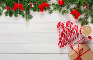 Neşeli Noel arka plan, üstten görünüm