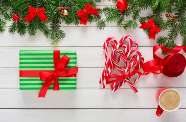 Noel arka plan, üstten görünüm hazırlanıyor