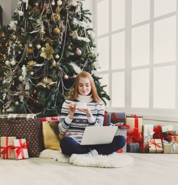 Online Noel için hazırlanıyor alışveriş kadın