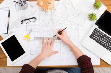 Mimari Proje üstten görünüm çizim mimar