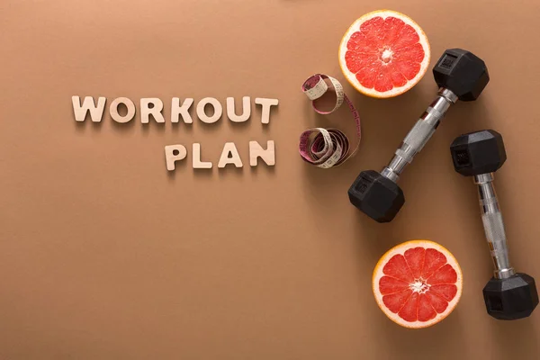 Workout plan and slimming tools copy space — Stock Photo, Image