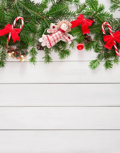 Boże Narodzenie dekoracje, ozdoby i garland tło ramki — Zdjęcie stockowe