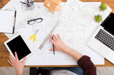 Mimari Proje üstten görünüm çizim mimar