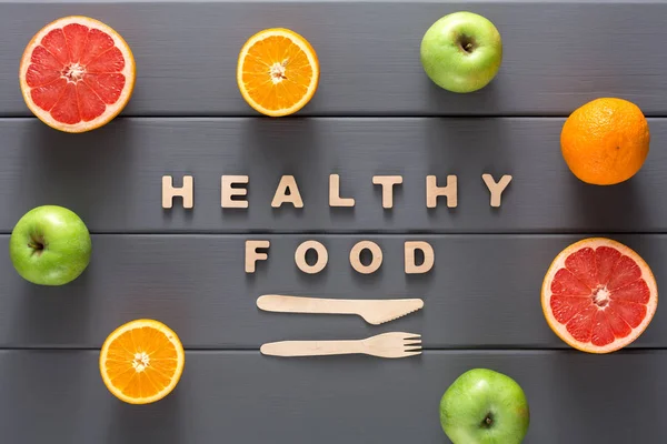 Alimentos saudáveis e emagrecimento espaço cópia de fundo — Fotografia de Stock