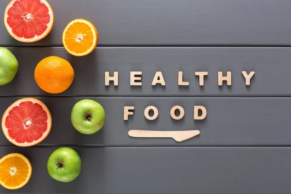 Alimentos saudáveis e emagrecimento espaço cópia de fundo — Fotografia de Stock