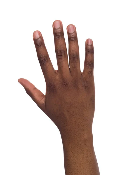 Χέρι του μαύρο αρσενικό σε απομονωμένες άσπρο φόντο — Φωτογραφία Αρχείου