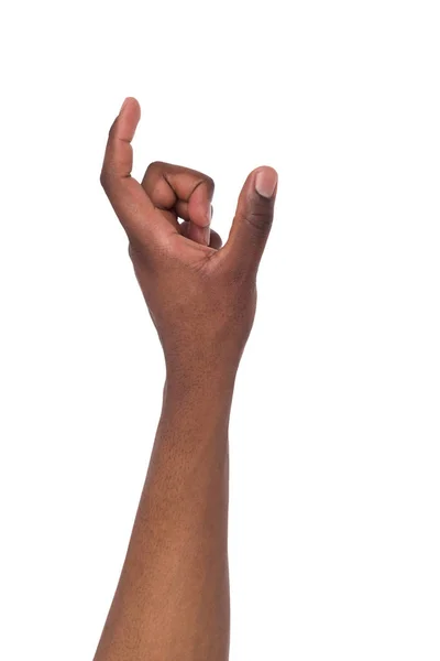 Мужская рука измеряет что-то, вырез, жест — стоковое фото