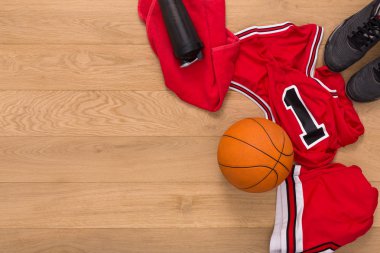 Basketbol oyuncu kıyafeti arka plan Üstten Görünüm