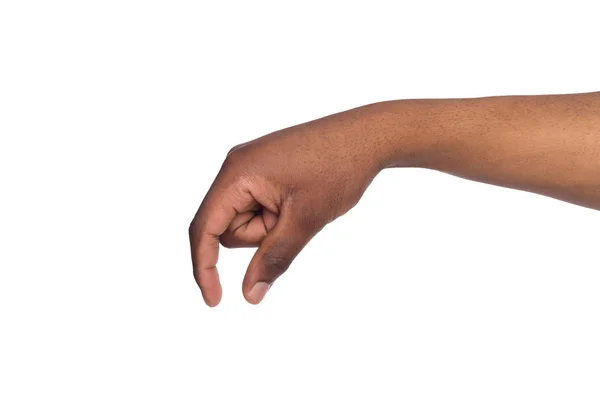 Mão masculina medindo algo, recorte, gesto — Fotografia de Stock