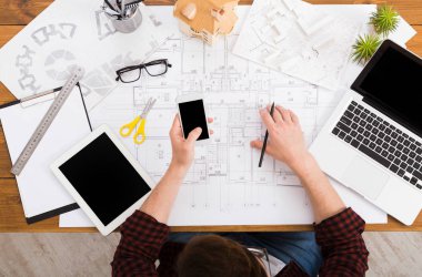 Mimari Proje üstten görünüm çizim mimar