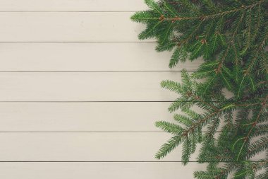 Noel ağacı dalları arka planda