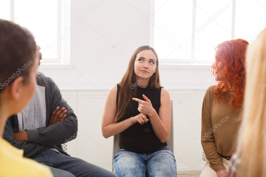 Meeting of support group, therapy session