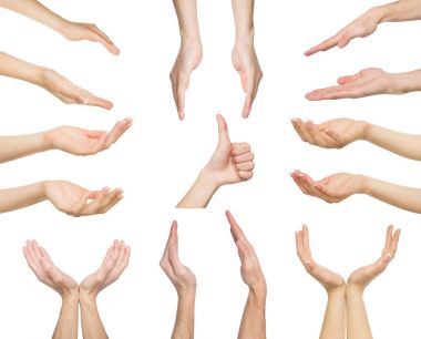 Beyaz erkek elinde sembolleri gösterilen ayarla