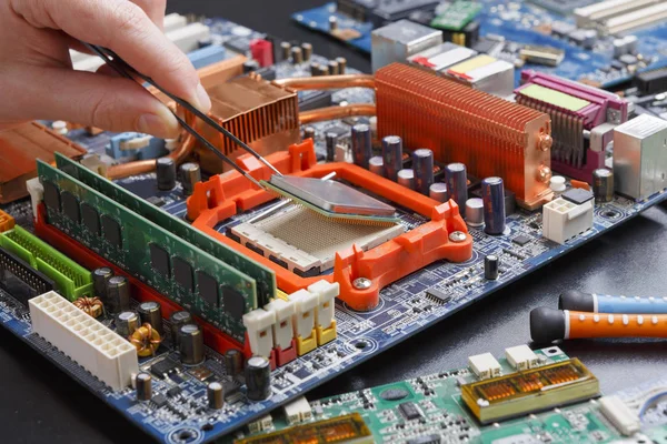 Procesador de computadora chip desmontaje de cerca —  Fotos de Stock