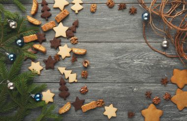 Arka plan ile Noel için tanımlama bilgileri ürün yelpazesine pişirme sunar