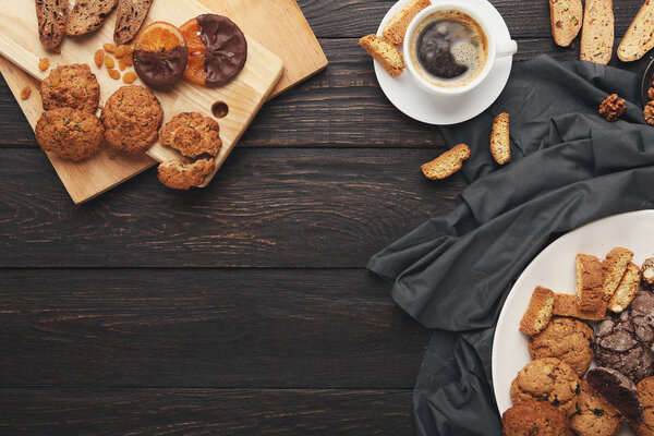 Oatmeals cookies and biscotti for warm winter evening