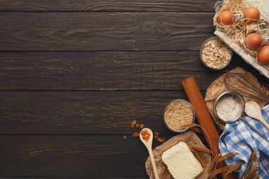 Malzemeler hamur arka plan kopya alanı ile için pişirme