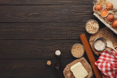 Malzemeler hamur arka plan kopya alanı ile için pişirme