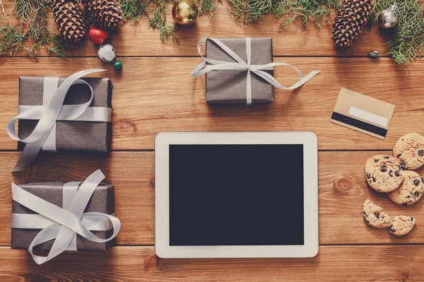 Navidad compras en línea fondo — Foto de Stock