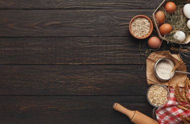 Malzemeler hamur arka plan kopya alanı ile için pişirme