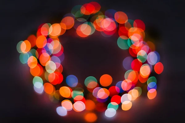 Garland krans bokeh achtergrondkleur, ongericht. — Stockfoto