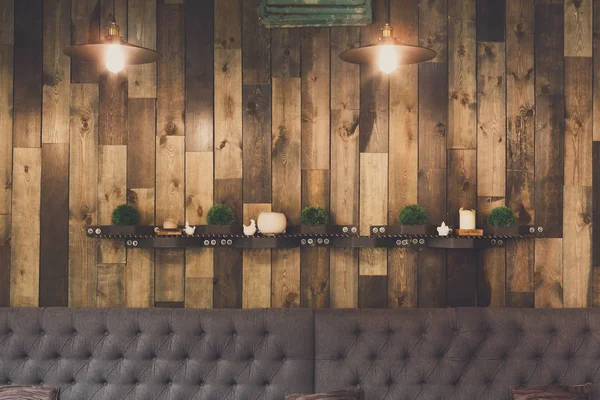 Vintage loft en bois intérieur du restaurant — Photo