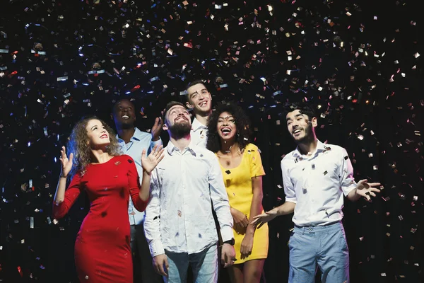 Happy young friends having party at night club — Stock Photo, Image