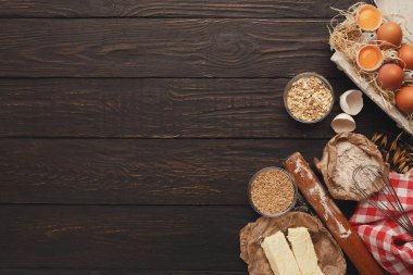 Malzemeler hamur arka plan kopya alanı ile için pişirme