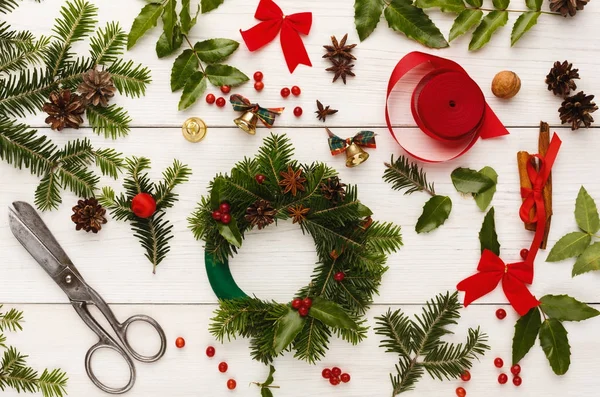 Creative diy hobby background. Details for making wreath — Stock Photo, Image