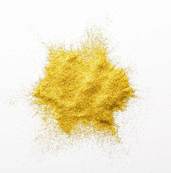 Golden glitter sand texture on white background — Stock Photo, Image