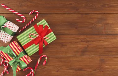 Neşeli Noel arka plan, üstten görünüm