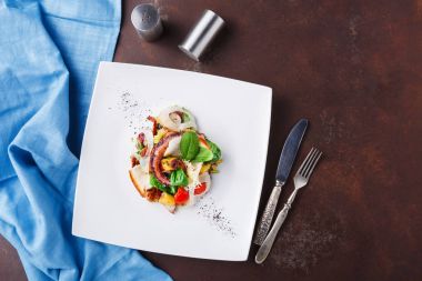 Salata sebze ve ahtapot top ile göster