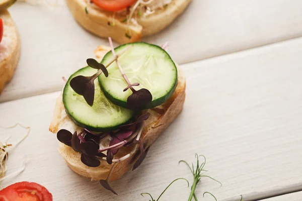 Variety of healthy vegetarian sandwiches — Stock Photo, Image