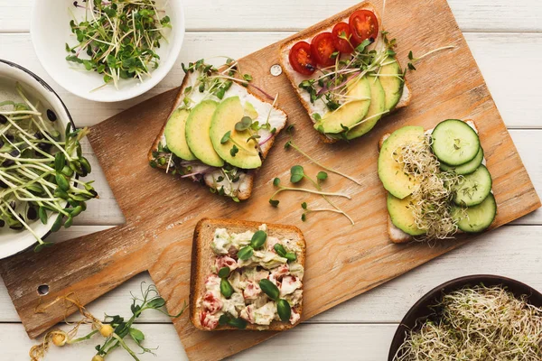 Variety of healthy vegetarian sandwiches — Stock Photo, Image