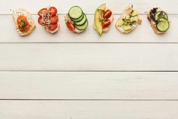 Variety of healthy vegetarian sandwiches