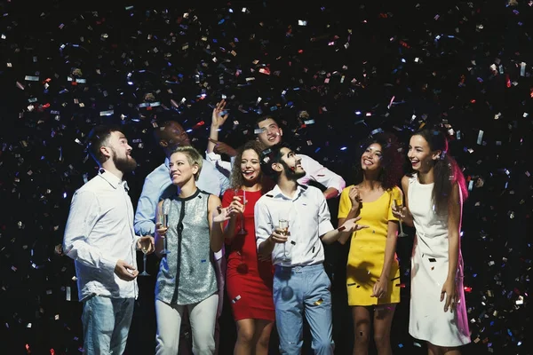 Happy young friends having party at night club — Stock Photo, Image