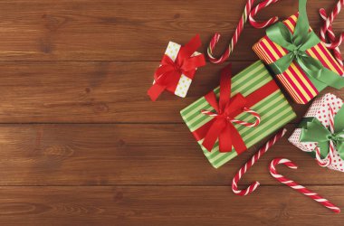 Neşeli Noel arka plan, üstten görünüm