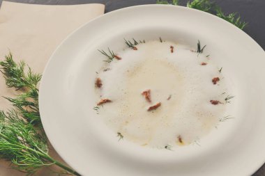 Tatlım mantar ile lezzetli krem çorba yakın çekim