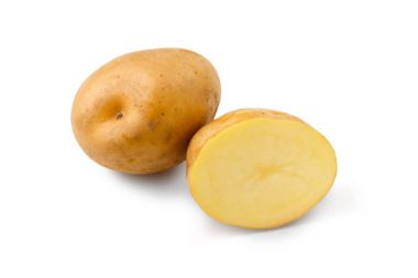 Çiğ patates closeup beyaz arka plan üzerinde izole
