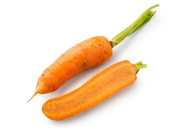 Ripe orange carrot half isolated at white — Stock Photo, Image