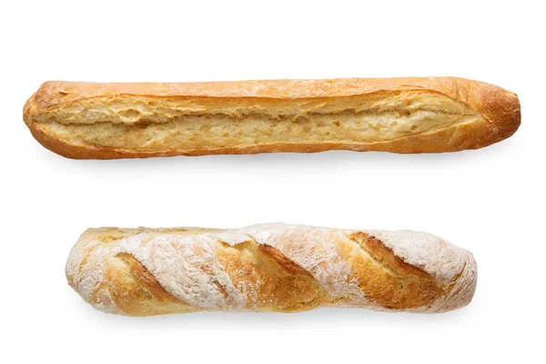Two french baguettes isolated at white — Stock Photo, Image