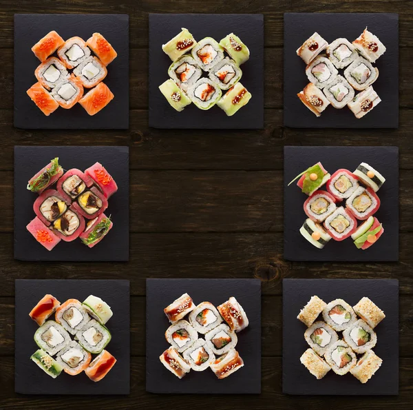 Collage of assorted sushi sets