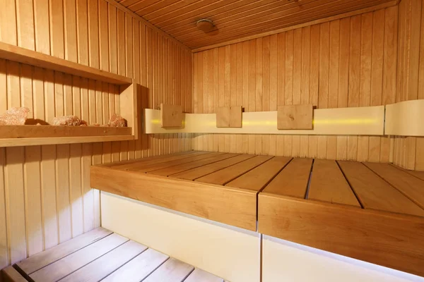 Interior da sauna de madeira — Fotografia de Stock