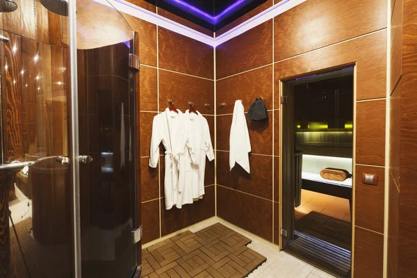 Luxury dressing room in sauna interior — Stock Photo, Image