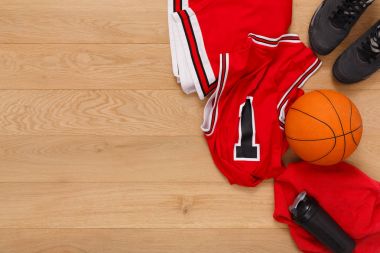 Basketbol oyuncu kıyafeti arka plan Üstten Görünüm