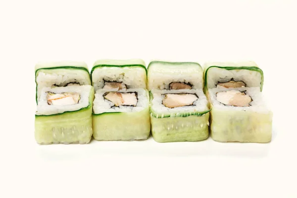 Készlet a sushi tekercs elszigetelt közelkép, felülnézet — Stock Fotó