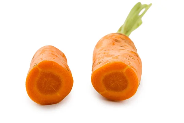 Ripe orange carrot half isolated at white — Stock Photo, Image